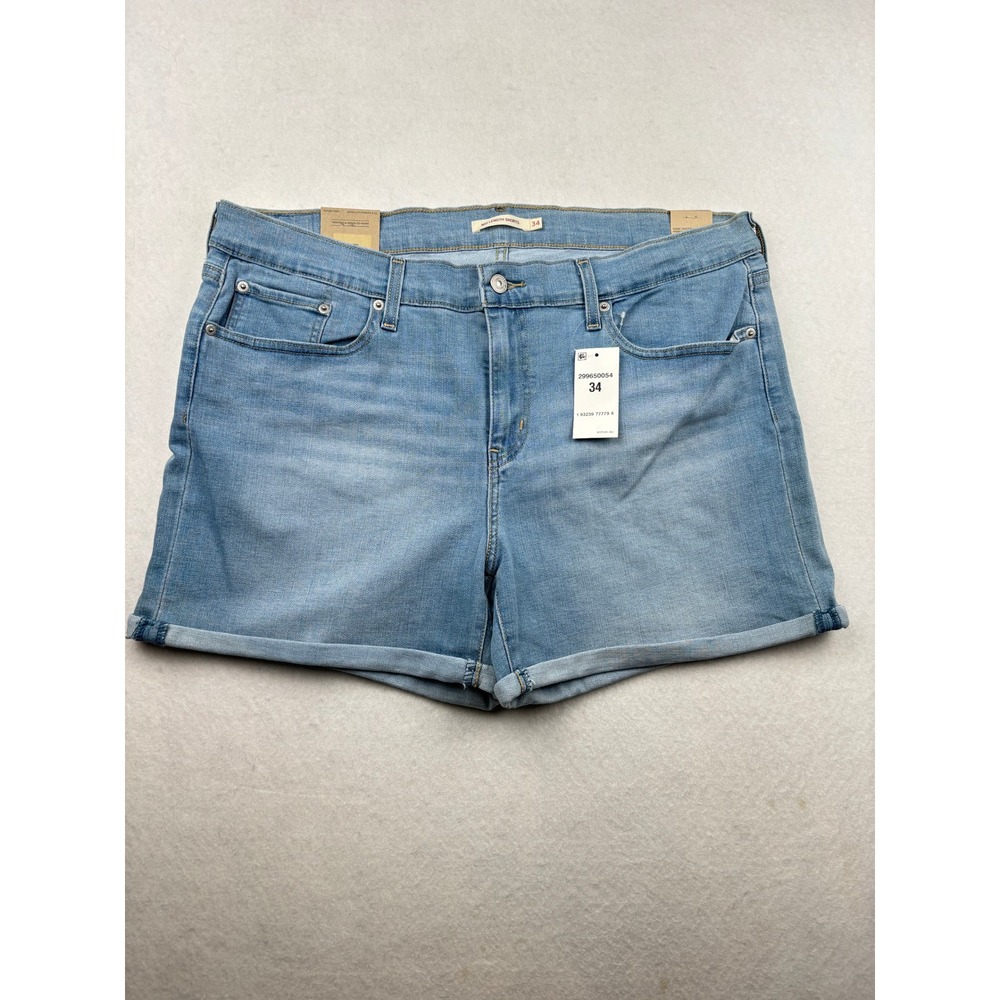Levi's‎ Mid Length Denim Shorts Womens 34 Mid Rise Hypersoft NWT